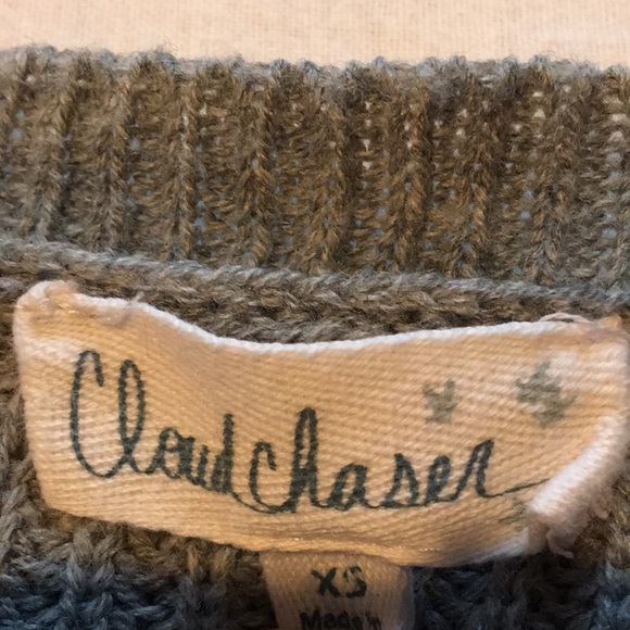 Cloud Chaser XS gray grey solid sweater with side ties -EUC - Picture 3 of 8